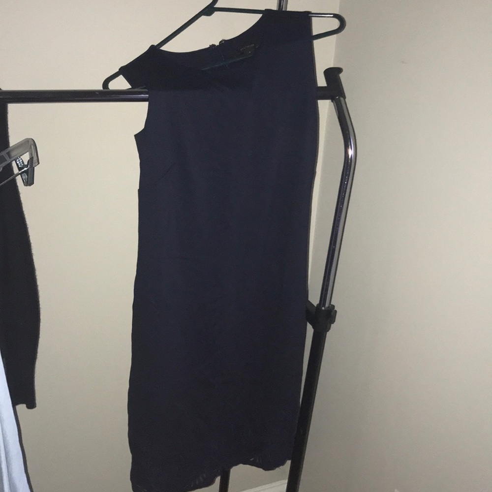 Ann Taylor Navy Dress with lace trim